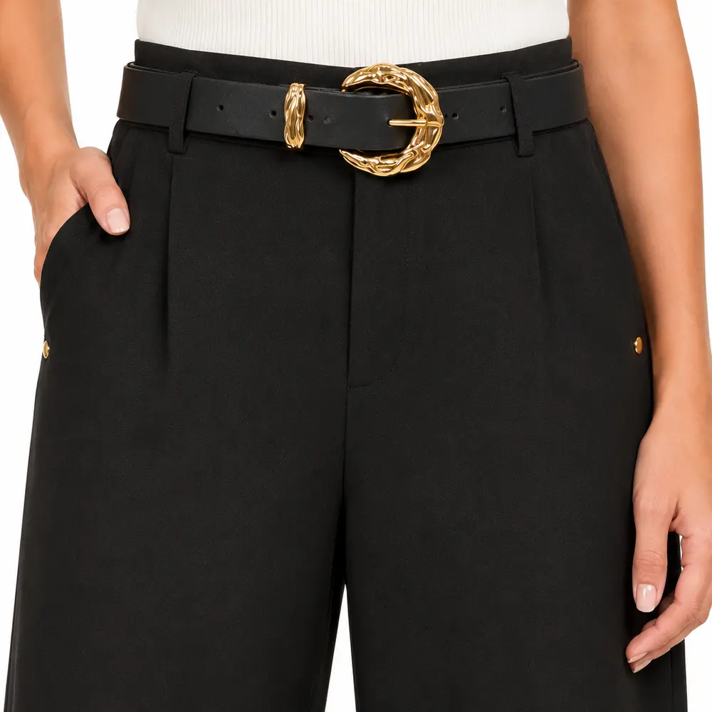 Calça Pantalona Feminina Alfaiataria Com Cinto .XX6056