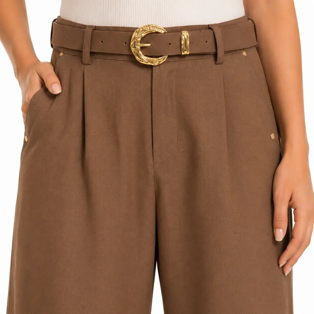 Calça Pantalona Feminina Alfaiataria Com Cinto .XX6056